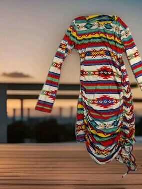 Philosophy of Paek P.O.P Women's Aztec Print Smock Dress Vintage Urban